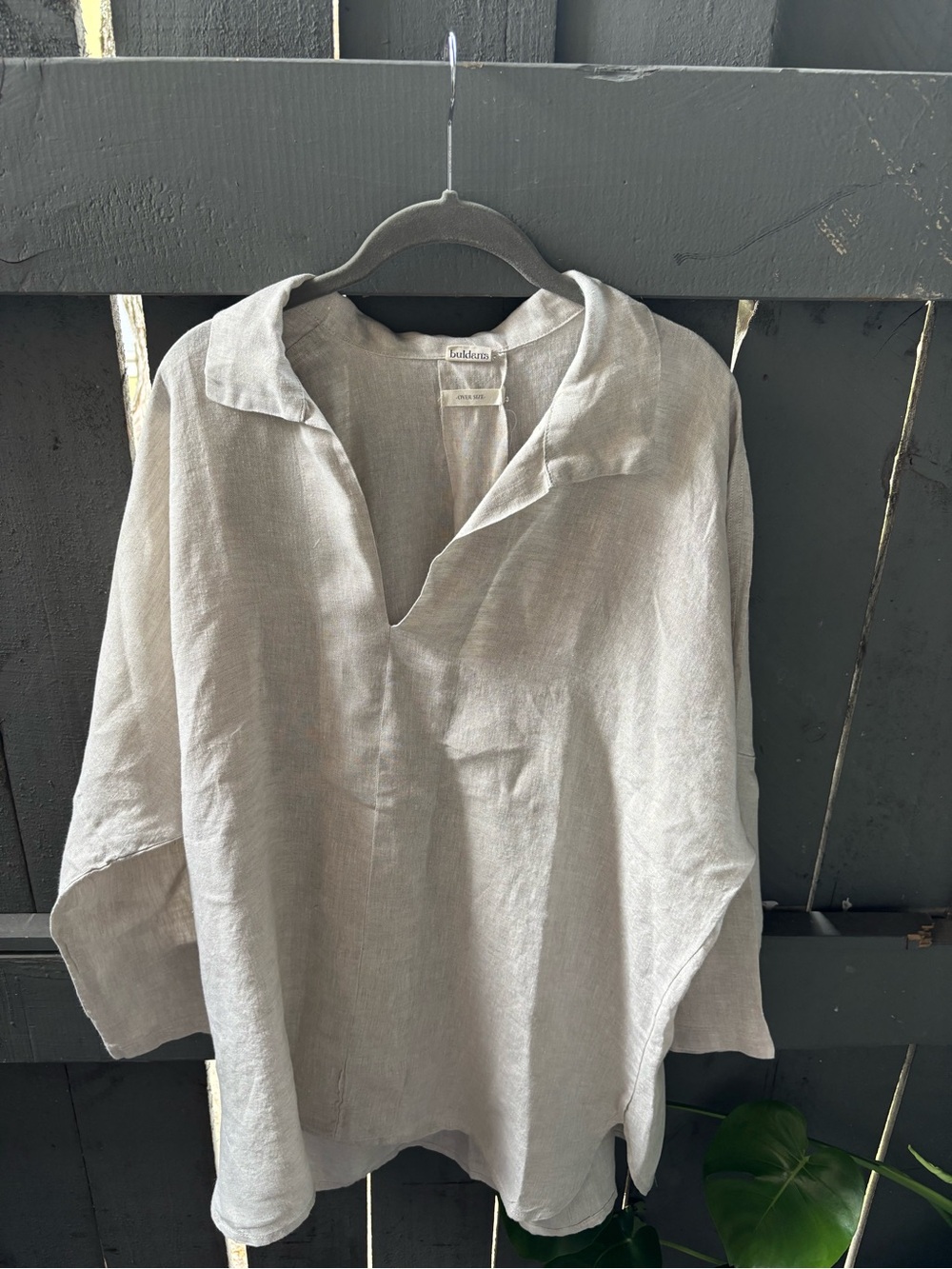 Soft Light Gray Linen Tunic Top